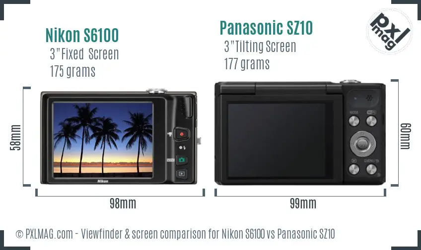 Nikon S6100 vs Panasonic SZ10 Screen and Viewfinder comparison Nikon S6100 vs Panasonic SZ10 Screen and Viewfinder comparison