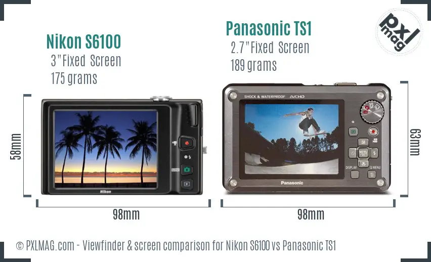 Nikon S6100 vs Panasonic TS1 Screen and Viewfinder comparison