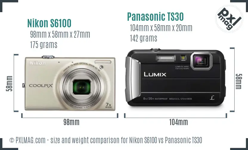 Nikon S6100 vs Panasonic TS30 size comparison Nikon S6100 vs Panasonic TS30 size comparison