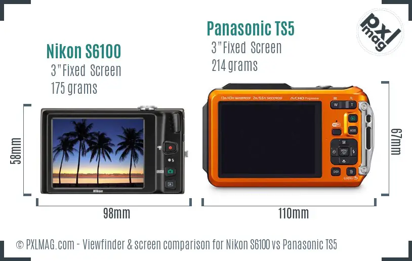 Nikon S6100 vs Panasonic TS5 Screen and Viewfinder comparison