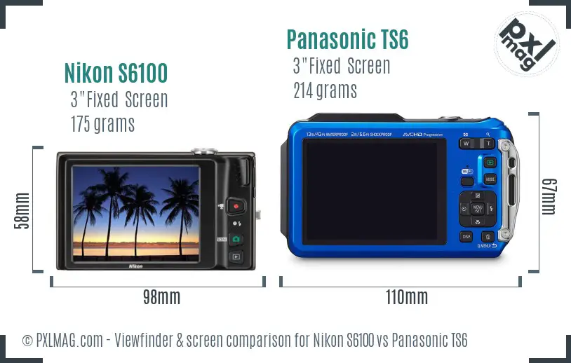 Nikon S6100 vs Panasonic TS6 Screen and Viewfinder comparison Nikon S6100 vs Panasonic TS6 Screen and Viewfinder comparison