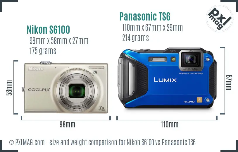 Nikon S6100 vs Panasonic TS6 size comparison Nikon S6100 vs Panasonic TS6 size comparison