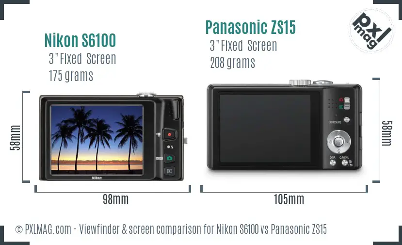 Nikon S6100 vs Panasonic ZS15 Screen and Viewfinder comparison Nikon S6100 vs Panasonic ZS15 Screen and Viewfinder comparison