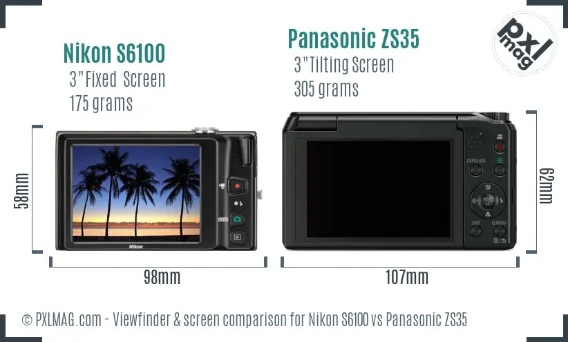 Nikon S6100 vs Panasonic ZS35 Screen and Viewfinder comparison Nikon S6100 vs Panasonic ZS35 Screen and Viewfinder comparison