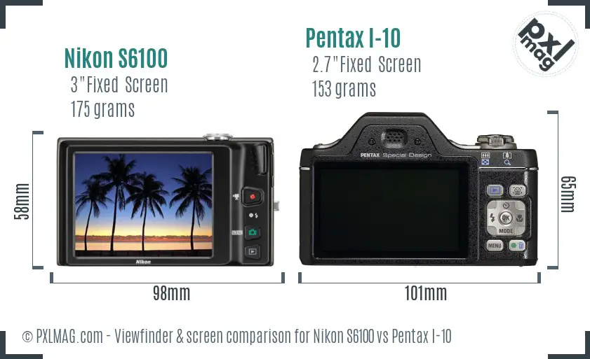 Nikon S6100 vs Pentax I-10 Screen and Viewfinder comparison