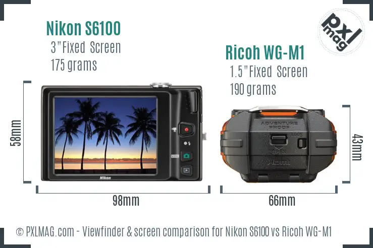 Nikon S6100 vs Ricoh WG-M1 Screen and Viewfinder comparison