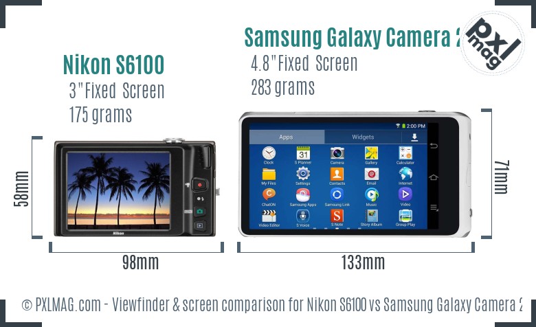 Nikon S6100 vs Samsung Galaxy Camera 2 Screen and Viewfinder comparison