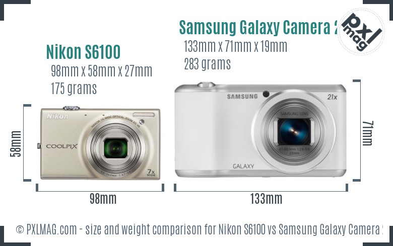 Nikon S6100 vs Samsung Galaxy Camera 2 size comparison