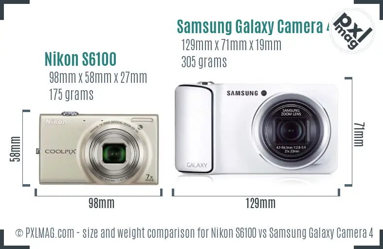 Nikon S6100 vs Samsung Galaxy Camera 4G size comparison Nikon S6100 vs Samsung Galaxy Camera 4G size comparison