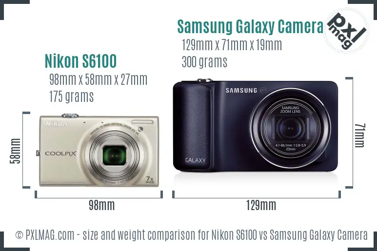 Nikon S6100 vs Samsung Galaxy Camera size comparison