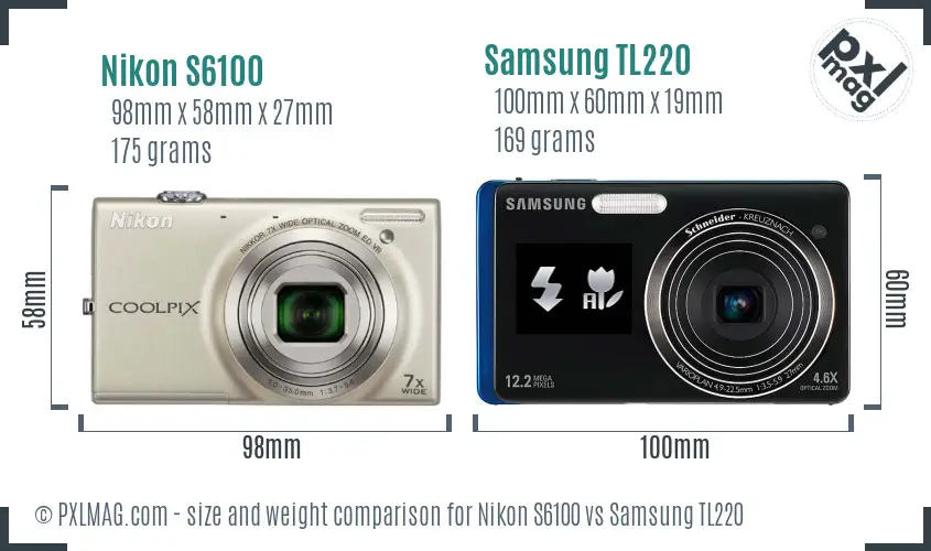 Nikon S6100 vs Samsung TL220 size comparison