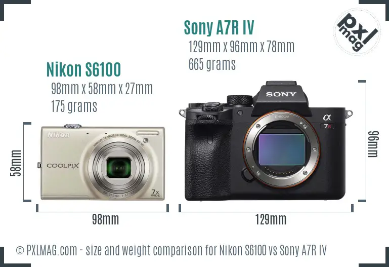 Nikon S6100 vs Sony A7R IV size comparison