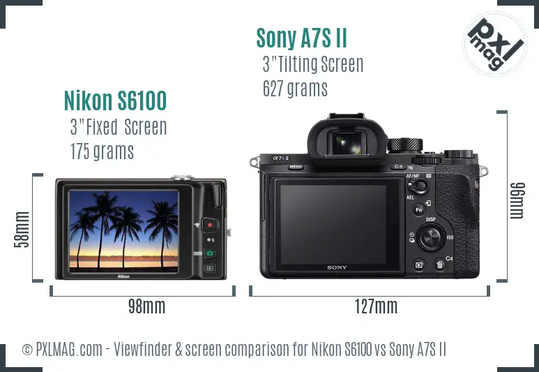 Nikon S6100 vs Sony A7S II Screen and Viewfinder comparison