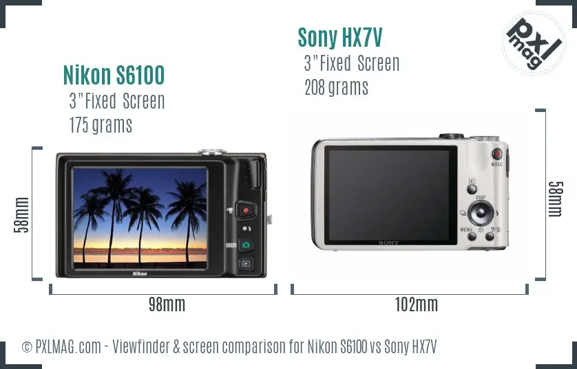Nikon S6100 vs Sony HX7V Screen and Viewfinder comparison