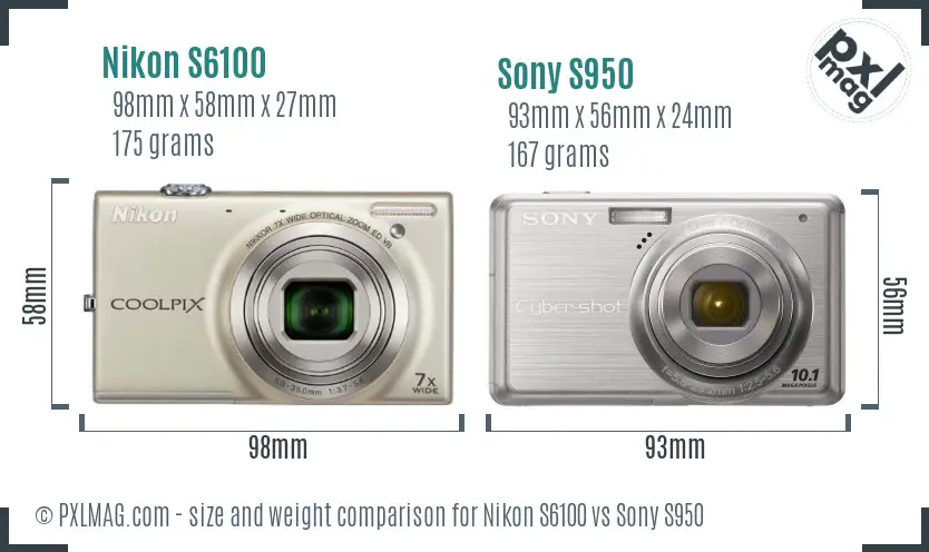 Nikon S6100 vs Sony S950 size comparison