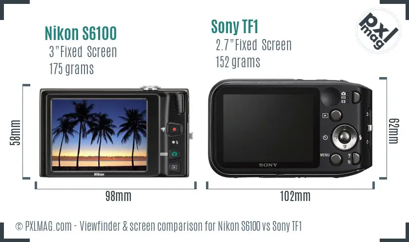 Nikon S6100 vs Sony TF1 Screen and Viewfinder comparison Nikon S6100 vs Sony TF1 Screen and Viewfinder comparison