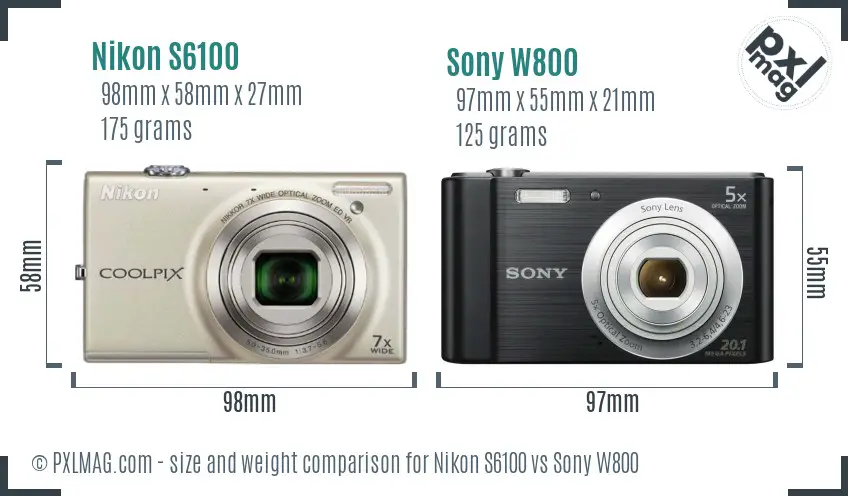 Nikon S6100 vs Sony W800 size comparison Nikon S6100 vs Sony W800 size comparison
