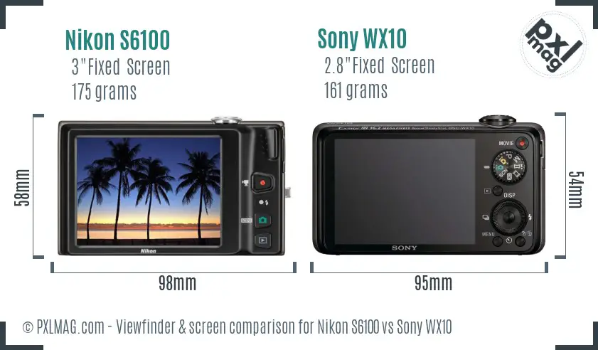 Nikon S6100 vs Sony WX10 Screen and Viewfinder comparison Nikon S6100 vs Sony WX10 Screen and Viewfinder comparison