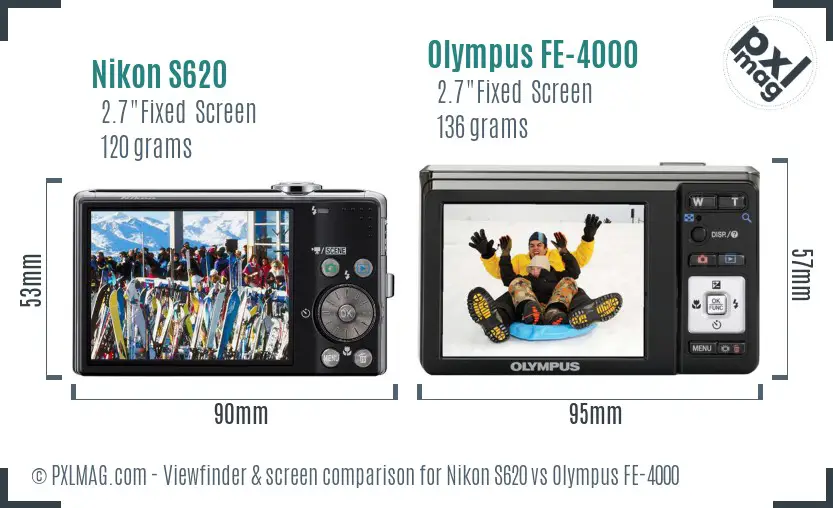 Nikon S620 vs Olympus FE-4000 Screen and Viewfinder comparison Nikon S620 vs Olympus FE-4000 Screen and Viewfinder comparison