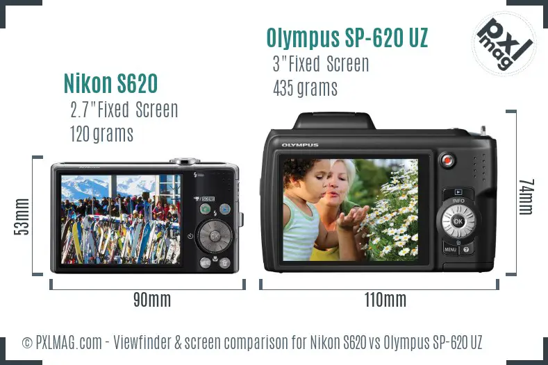 Nikon S620 vs Olympus SP-620 UZ Screen and Viewfinder comparison Nikon S620 vs Olympus SP-620 UZ Screen and Viewfinder comparison