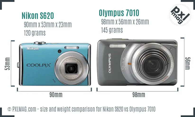 Nikon S620 vs Olympus 7010 size comparison