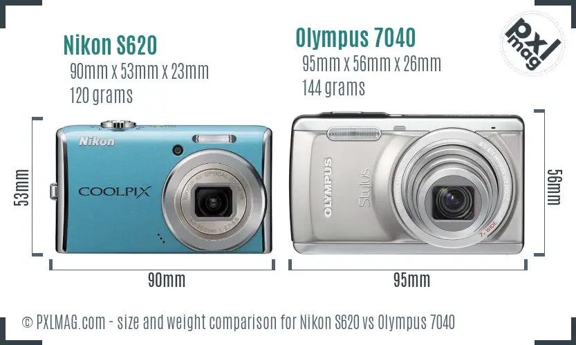 Nikon S620 vs Olympus 7040 size comparison