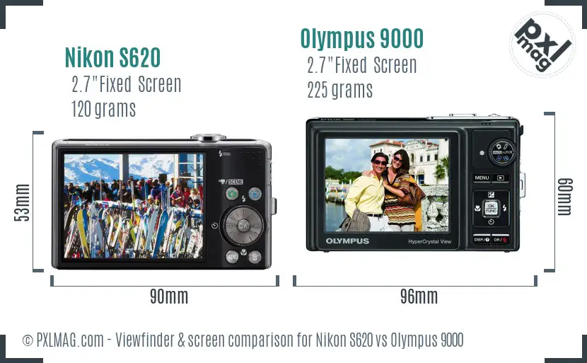 Nikon S620 vs Olympus 9000 Screen and Viewfinder comparison Nikon S620 vs Olympus 9000 Screen and Viewfinder comparison