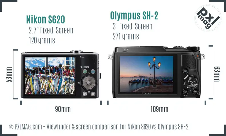 Nikon S620 vs Olympus SH-2 Screen and Viewfinder comparison Nikon S620 vs Olympus SH-2 Screen and Viewfinder comparison