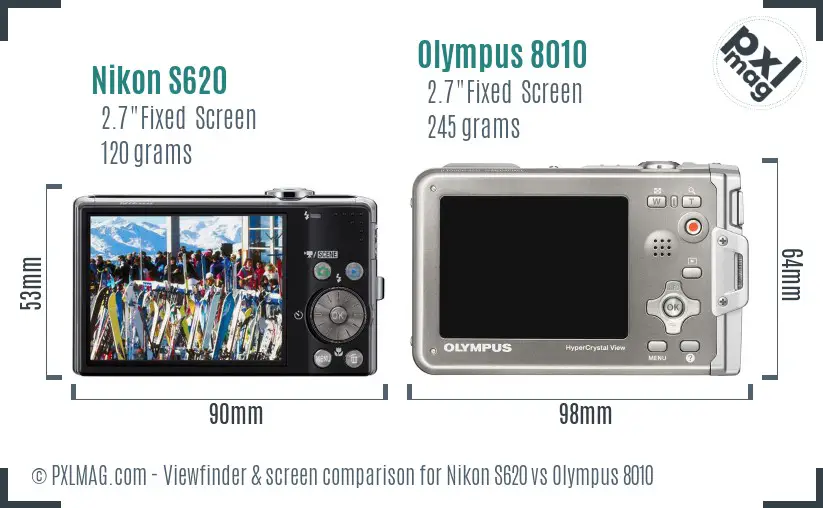 Nikon S620 vs Olympus 8010 Screen and Viewfinder comparison Nikon S620 vs Olympus 8010 Screen and Viewfinder comparison