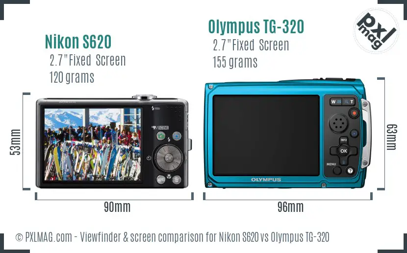 Nikon S620 vs Olympus TG-320 Screen and Viewfinder comparison Nikon S620 vs Olympus TG-320 Screen and Viewfinder comparison
