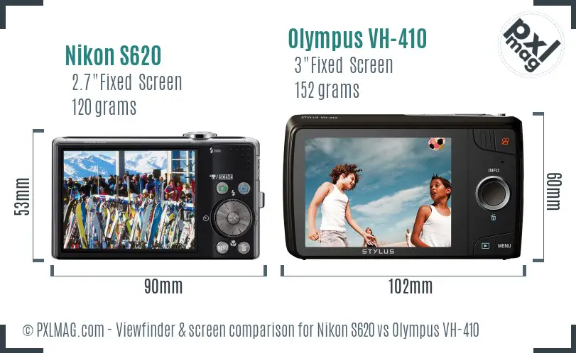 Nikon S620 vs Olympus VH-410 Screen and Viewfinder comparison Nikon S620 vs Olympus VH-410 Screen and Viewfinder comparison