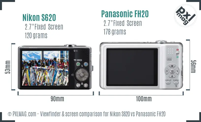 Nikon S620 vs Panasonic FH20 Screen and Viewfinder comparison Nikon S620 vs Panasonic FH20 Screen and Viewfinder comparison