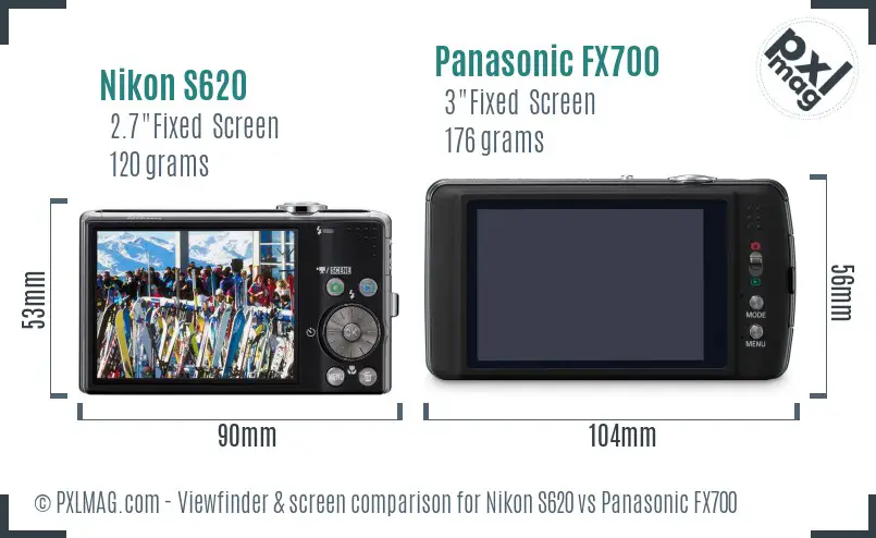 Nikon S620 vs Panasonic FX700 Screen and Viewfinder comparison Nikon S620 vs Panasonic FX700 Screen and Viewfinder comparison