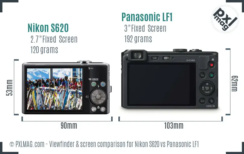 Nikon S620 vs Panasonic LF1 Screen and Viewfinder comparison