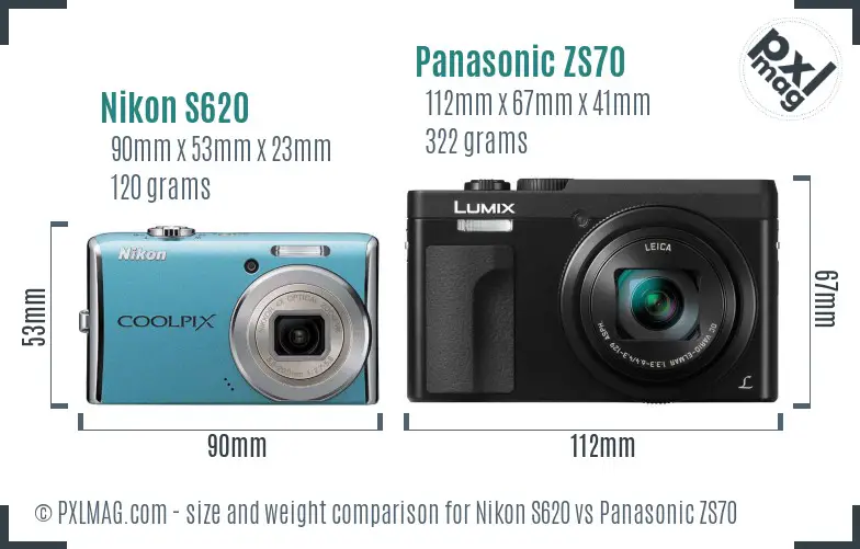 Nikon S620 vs Panasonic ZS70 size comparison Nikon S620 vs Panasonic ZS70 size comparison