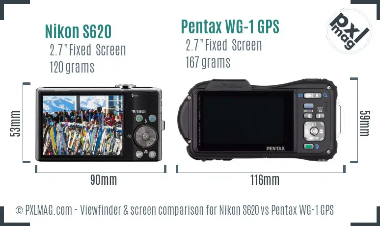 Nikon S620 vs Pentax WG-1 GPS Screen and Viewfinder comparison Nikon S620 vs Pentax WG-1 GPS Screen and Viewfinder comparison