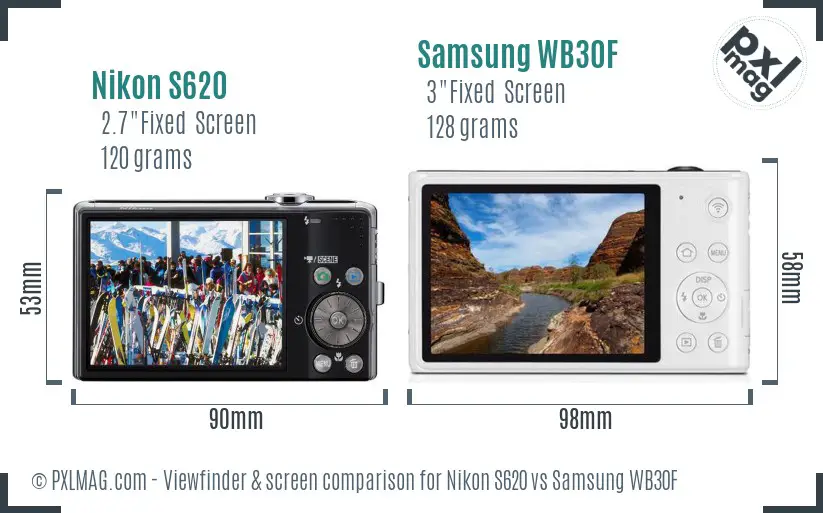 Nikon S620 vs Samsung WB30F Screen and Viewfinder comparison Nikon S620 vs Samsung WB30F Screen and Viewfinder comparison