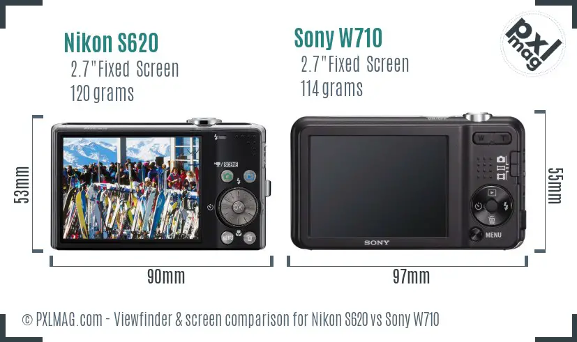 Nikon S620 vs Sony W710 Screen and Viewfinder comparison Nikon S620 vs Sony W710 Screen and Viewfinder comparison