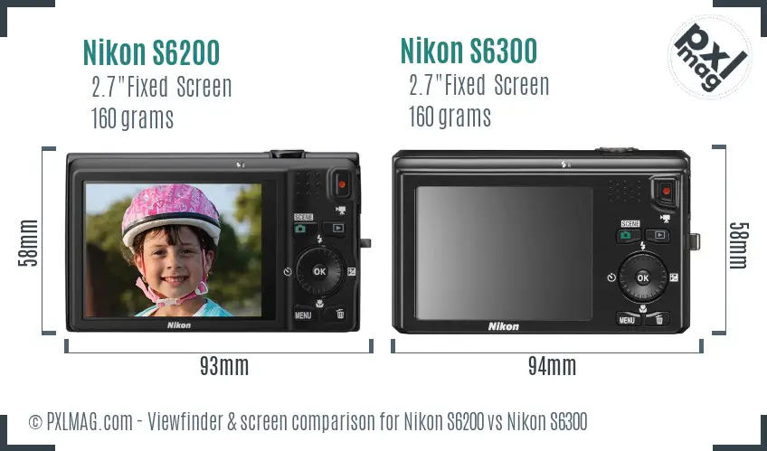Nikon S6200 vs Nikon S6300 Screen and Viewfinder comparison