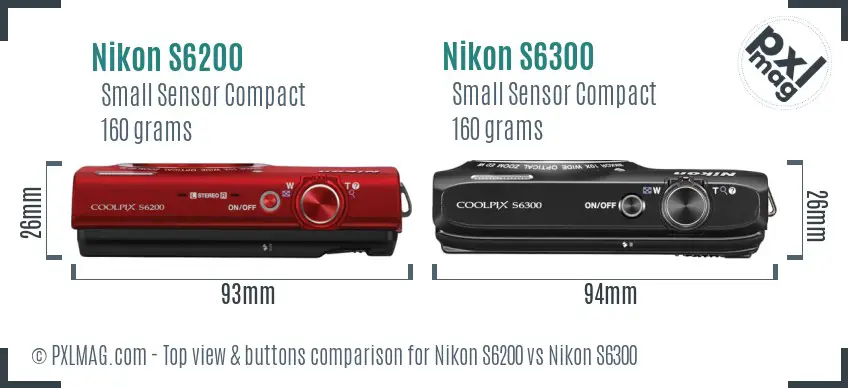 Nikon S6200 vs Nikon S6300 top view buttons comparison