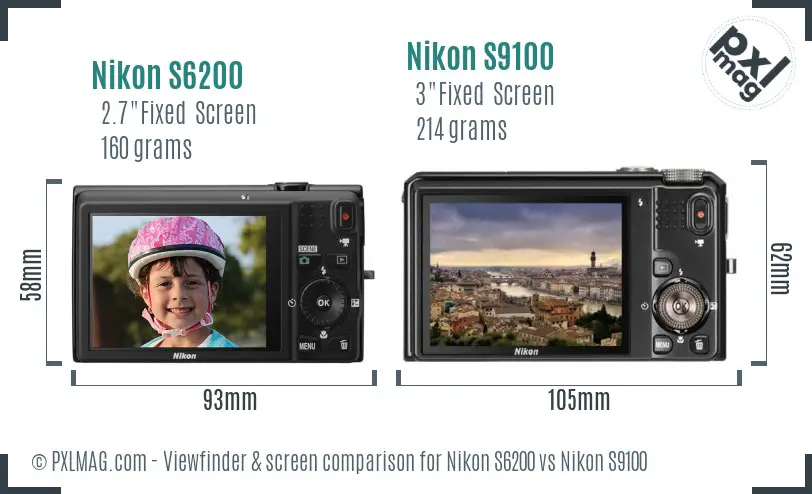 Nikon S6200 vs Nikon S9100 Screen and Viewfinder comparison