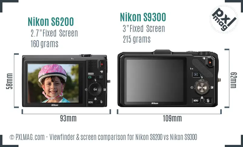 Nikon S6200 vs Nikon S9300 Screen and Viewfinder comparison