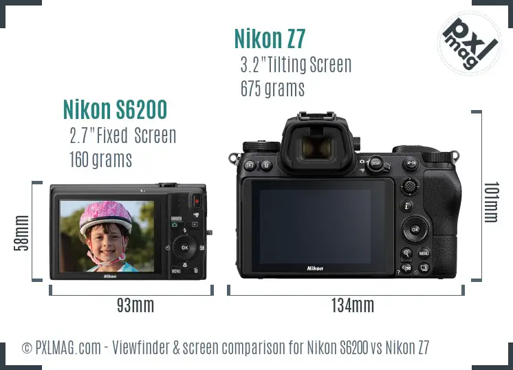 Nikon S6200 vs Nikon Z7 Screen and Viewfinder comparison
