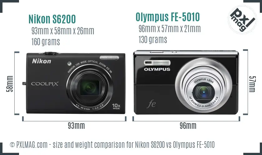 Nikon S6200 vs Olympus FE-5010 size comparison