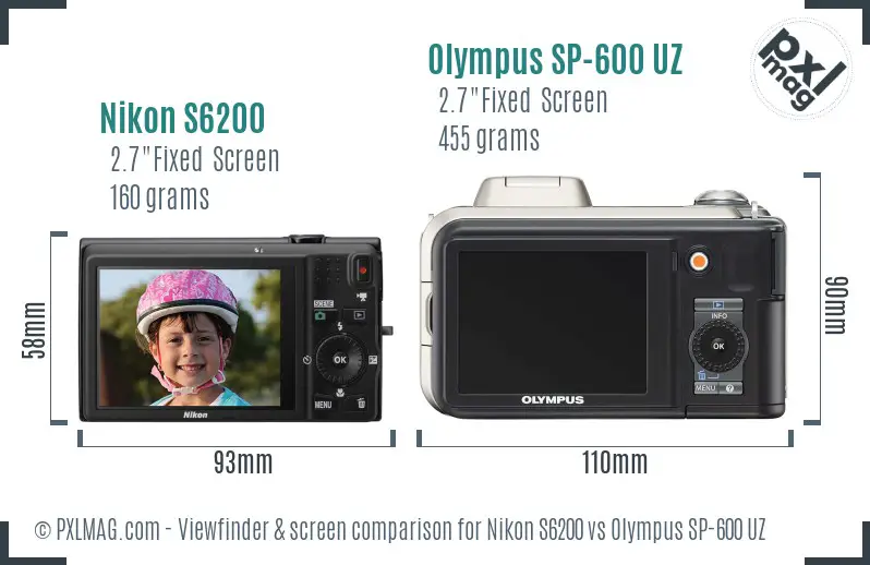 Nikon S6200 vs Olympus SP-600 UZ Screen and Viewfinder comparison Nikon S6200 vs Olympus SP-600 UZ Screen and Viewfinder comparison