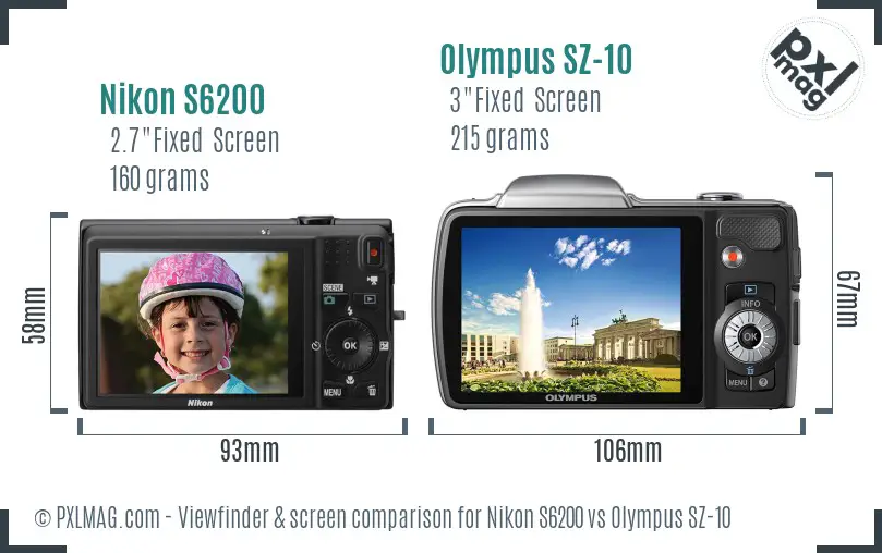 Nikon S6200 vs Olympus SZ-10 Screen and Viewfinder comparison