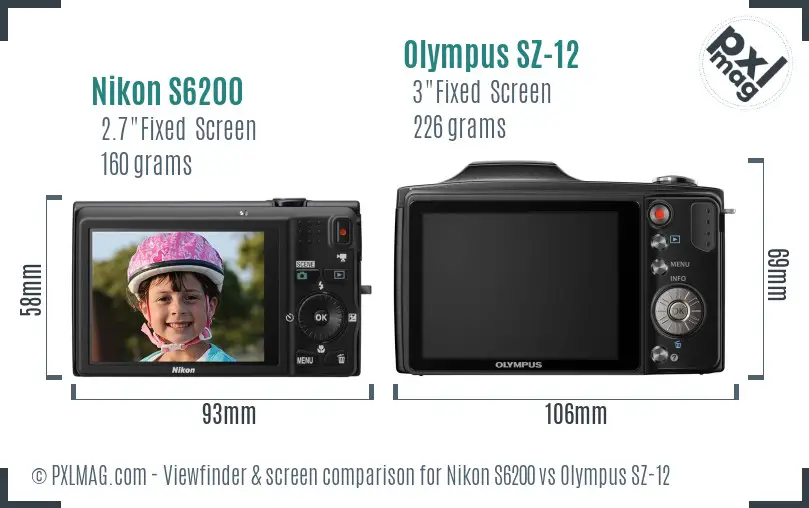 Nikon S6200 vs Olympus SZ-12 Screen and Viewfinder comparison