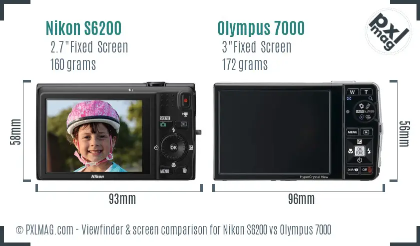 Nikon S6200 vs Olympus 7000 Screen and Viewfinder comparison