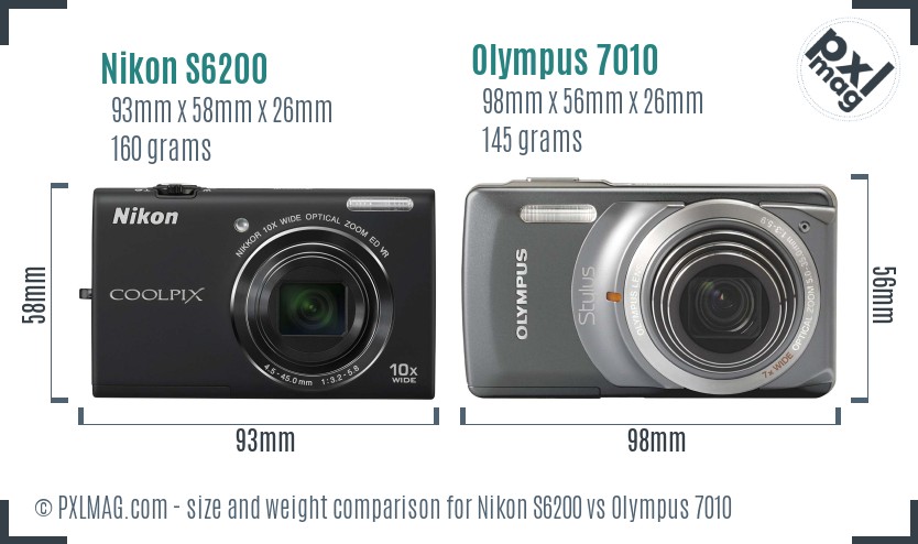 Nikon S6200 vs Olympus 7010 size comparison