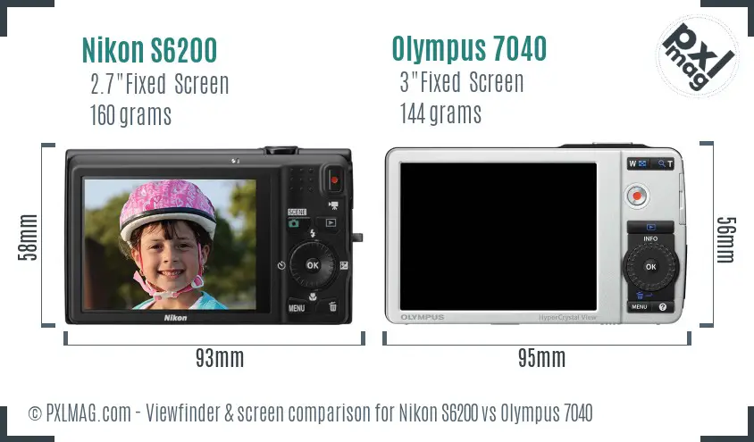 Nikon S6200 vs Olympus 7040 Screen and Viewfinder comparison